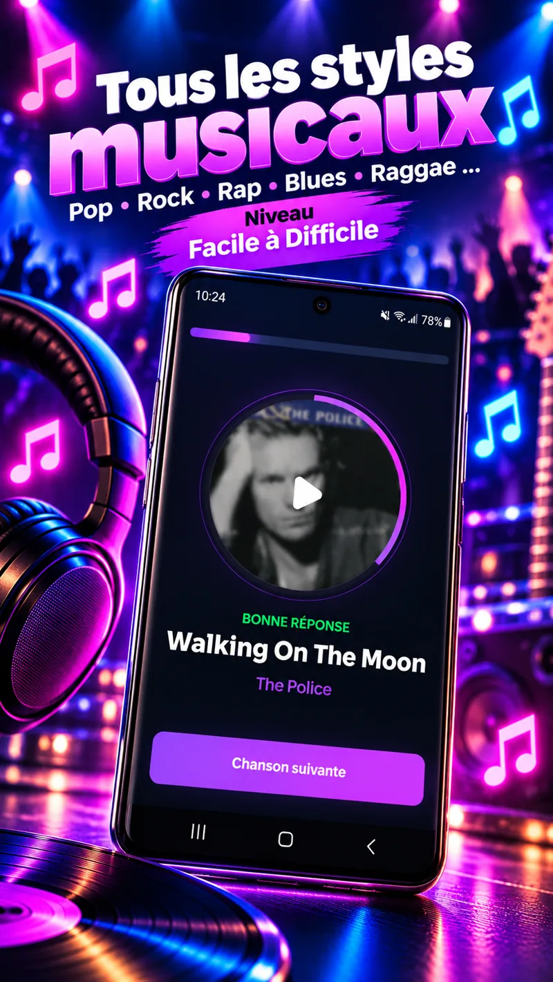 SongPopper : bonne réponse Walking On The Moon de The Police