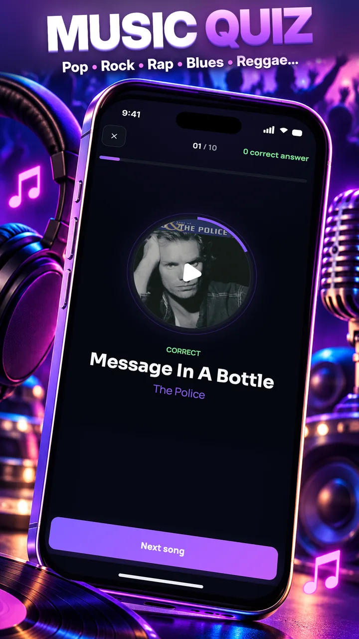 SongPopper: correct answer Message In A Bottle by The Police