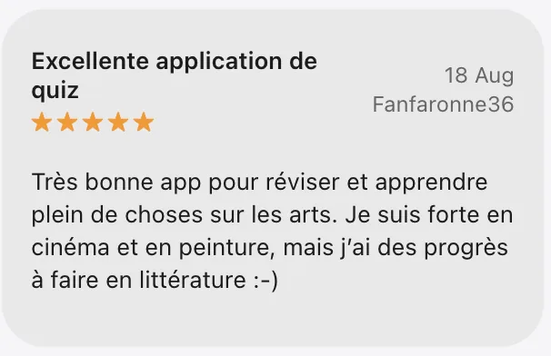 Review: Great app to revise and learn a lot about the arts.